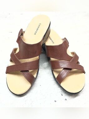 Camper Women’s Brown Leather Slip-On Crossover Sandals